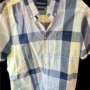 Barbour Blue and White Casual Button Down Shirt